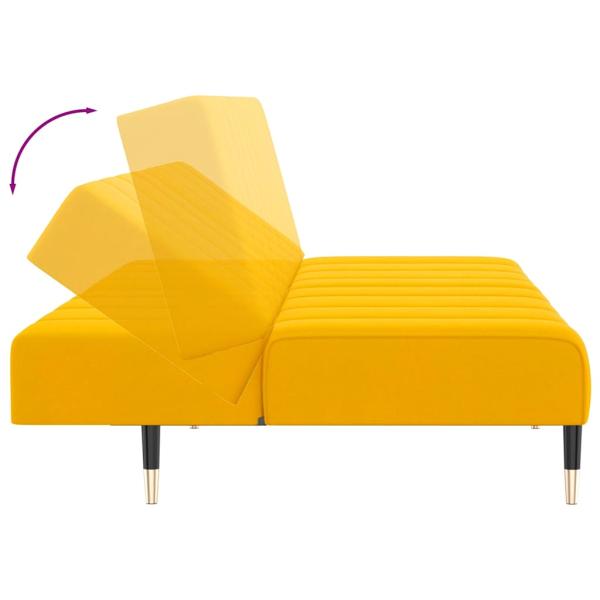 Schlafsofa 2-Sitzer Gelb Samt