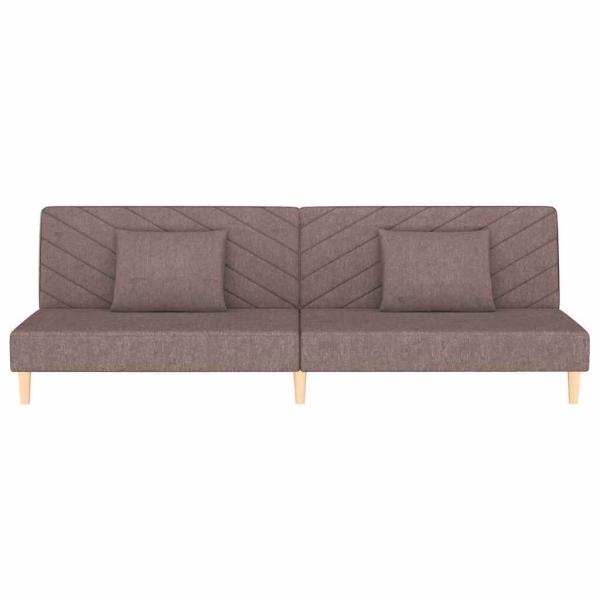 Schlafsofa 2-Sitzer mit 2 Kissen Taupe Stoff