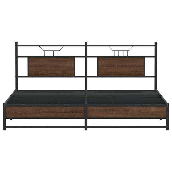 Metallbett ohne Matratze Braun Eichen-Optik 183x213 cm