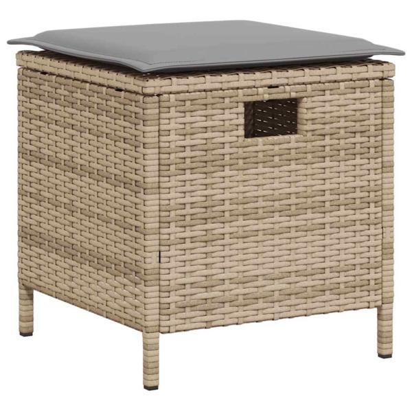 6-tlg. Garten-Sofagarnitur mit Kissen L-Form Beige Poly Rattan