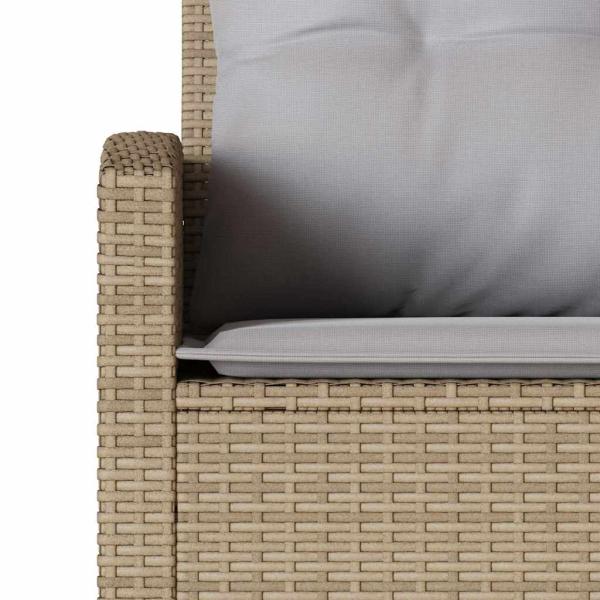 6-tlg. Garten-Sofagarnitur mit Kissen L-Form Beige Poly Rattan