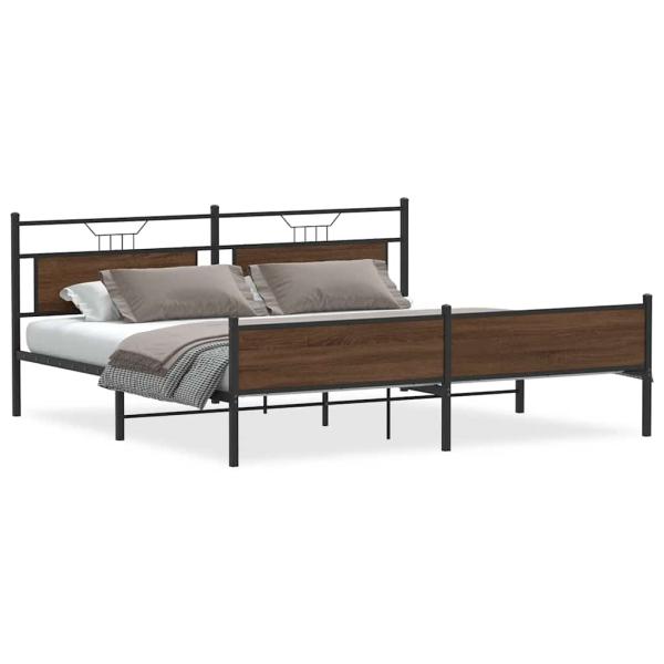 Metallbett ohne Matratze Braun Eichen-Optik 200x200 cm