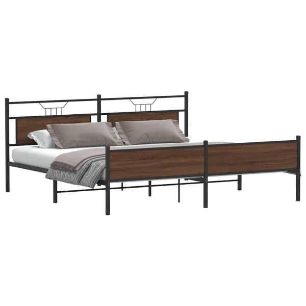 Metallbett ohne Matratze Braun Eichen-Optik 200x200 cm