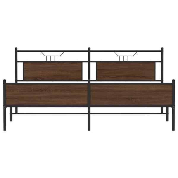 Metallbett ohne Matratze Braun Eichen-Optik 200x200 cm