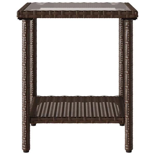 Gartensofa in L-Form mit Tisch und Kissen Braun Poly Rattan