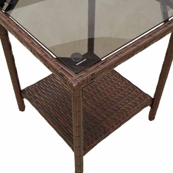 Gartensofa in L-Form mit Tisch und Kissen Braun Poly Rattan