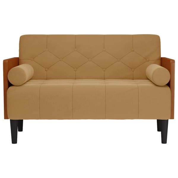 Zweisitzer-Sofa mit Nackenrollen Braun 110 cm Samt