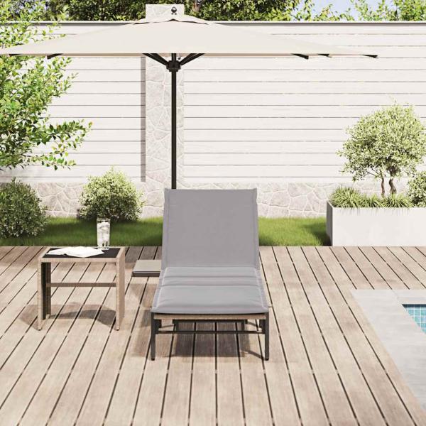 ARDEBO.de - Sonnenliege mit Auflage Beige Poly Rattan
