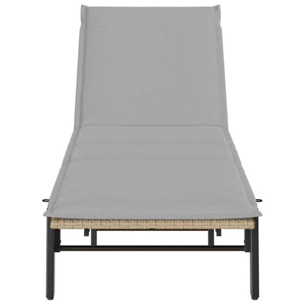 Sonnenliege mit Auflage Beige Poly Rattan