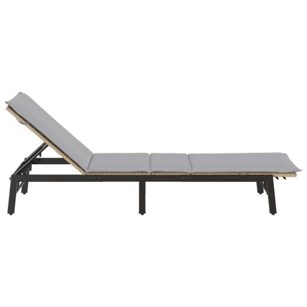 Sonnenliege mit Auflage Beige Poly Rattan