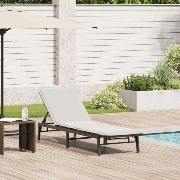 ARDEBO.de - Sonnenliege mit Auflage Braun Poly Rattan