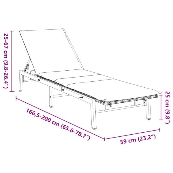 Sonnenliege mit Auflage Braun Poly Rattan