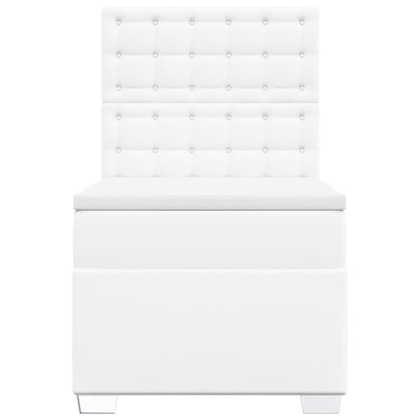Boxspringbett mit Matratze Weiß 80x200 cm Kunstleder