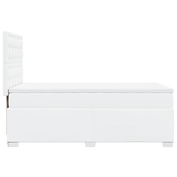 Boxspringbett mit Matratze Weiß 80x200 cm Kunstleder
