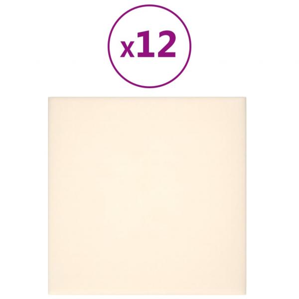 Wandpaneele 12 Stk. Creme 30x30 cm Samt 1,08 m²