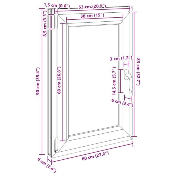 Kellerfenster RISOR 60x90 cm Dreh Kipp DIN Links Weiß