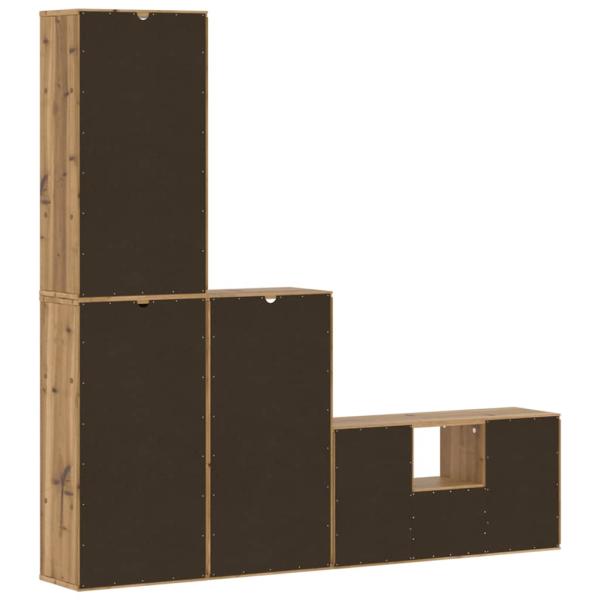 4-tlg. Wohnwand mit Stauraum ODDA Massivholz Kiefer