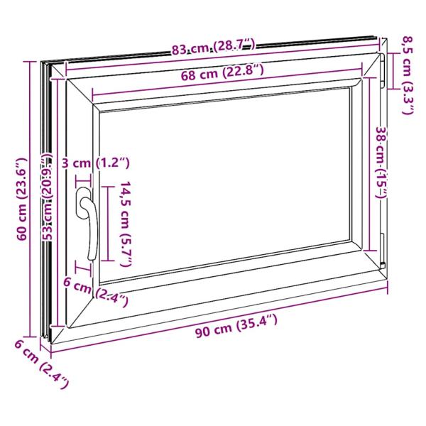 Kellerfenster RISOR 90x60 cm Dreh Kipp DIN Rechts Weiß
