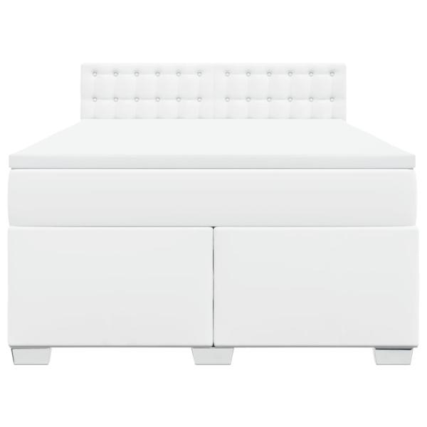 Boxspringbett mit Matratze Weiß 160x200 cm Kunstleder