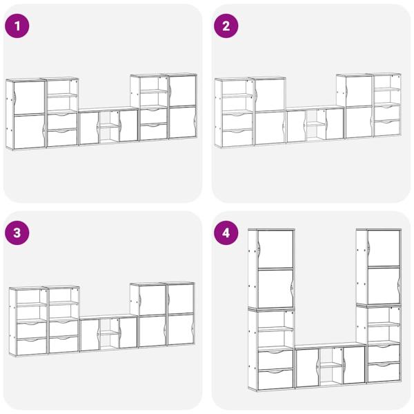 5-tlg. Wohnwand mit Stauraum ODDA Massivholz Kiefer