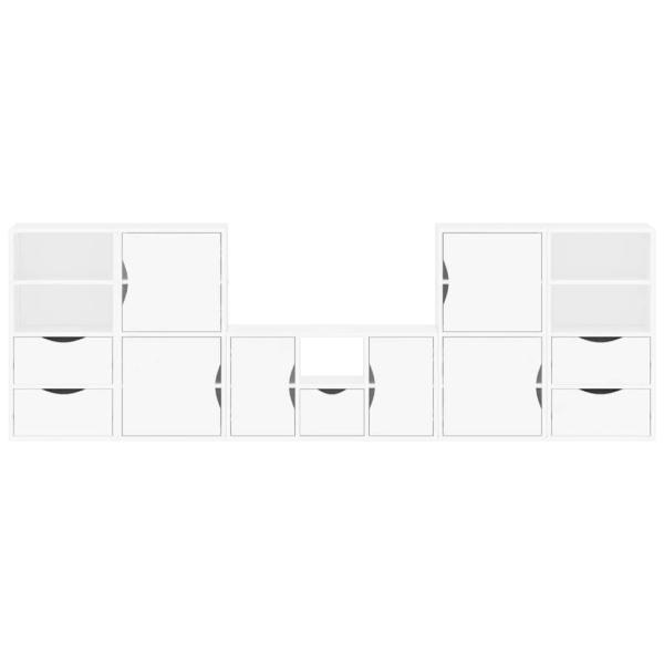 5-tlg. Wohnwand mit Stauraum ODDA Weiß Massivholz Kiefer