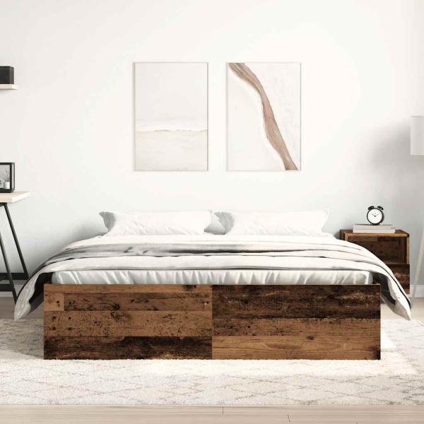 Bettgestell ohne Matratze Altholz-Optik 150x200cm Holzwerkstoff