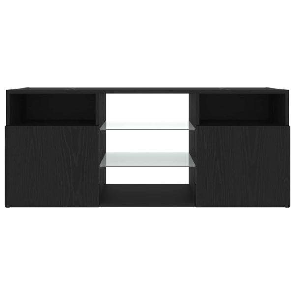 TV-Schrank mit LED-Leuchten Schwarz Eichen-Optik 120x30x50 cm