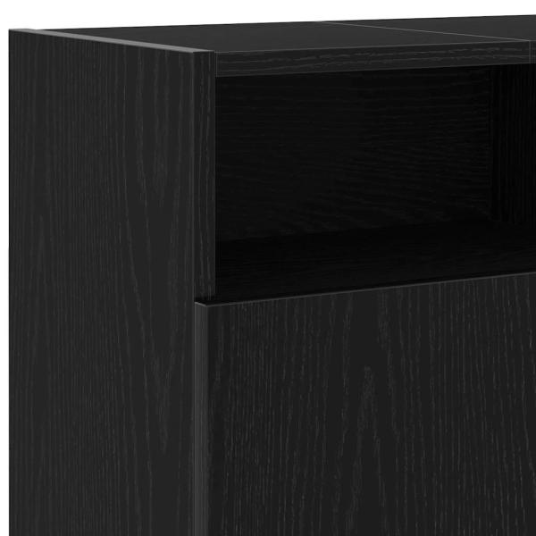 TV-Schrank mit LED-Leuchten Schwarz Eichen-Optik 120x30x50 cm