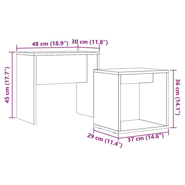 Couchtische 2 Stk. Schwarz Eichen-Optik Holzwerkstoff