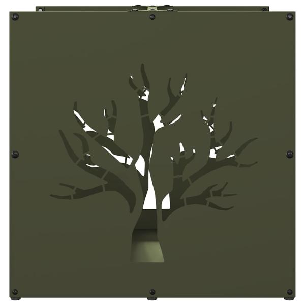 Brennholzregal Olivgrün 40x40x40 cm Kaltgewalzter Stahl