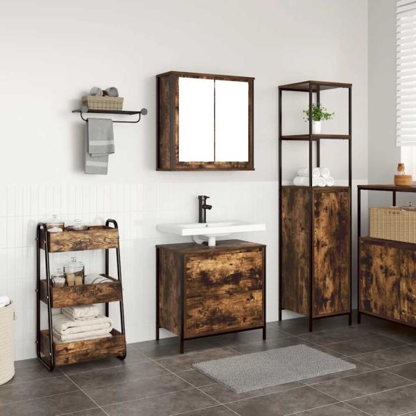 ARDEBO.de - 2-tlg. Badmöbel-Set Räuchereiche Holzwerkstoff