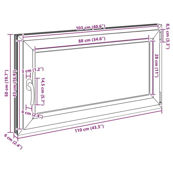 Kellerfenster RISOR 110x50 cm Dreh Kipp DIN Rechts Weiß