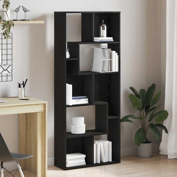 ARDEBO.de - Bücherregal Schwarz Eichen-Optik 67x24x161 cm Holzwerkstoff