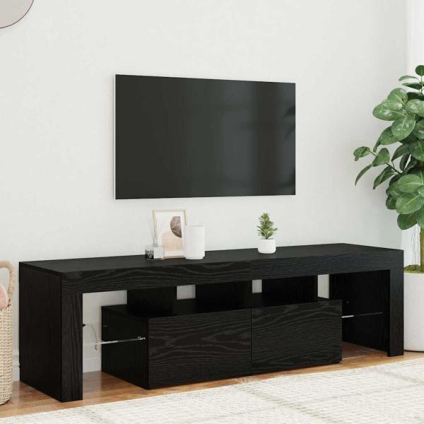 ARDEBO.de - TV-Schrank mit LED-Leuchten Schwarz Eichen-Optik 140x36,5x40 cm