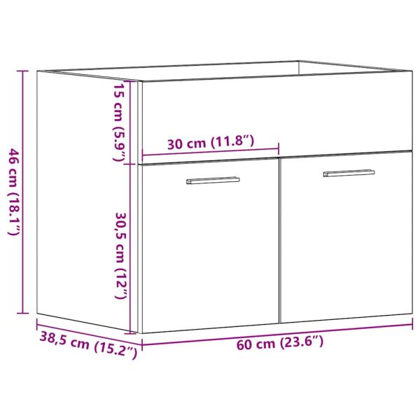 Waschbeckenunterschrank Artisan-Eiche 60x38,5x46 cm