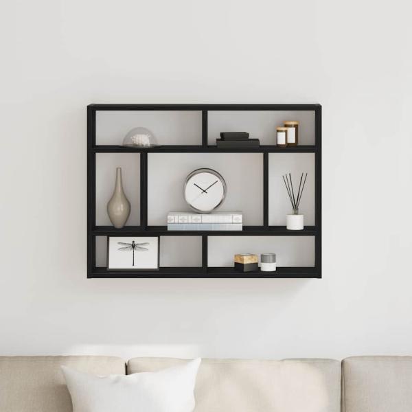 ARDEBO.de - Wandregal Schwarz Eichen-Optik 75x16x55 cm Holzwerkstoff