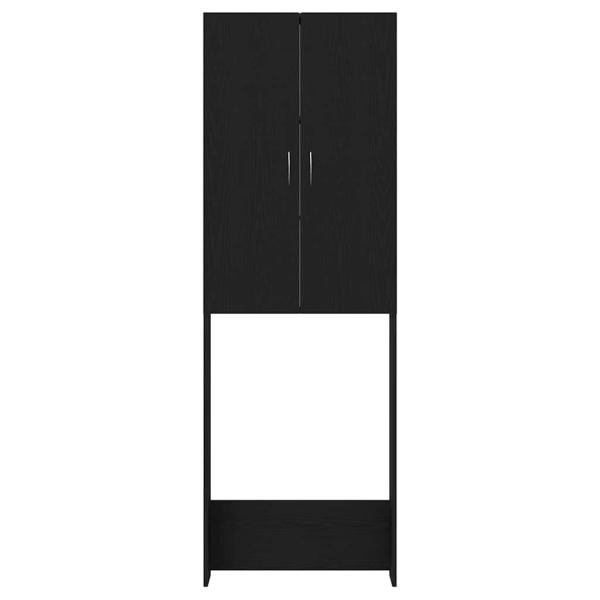 Waschmaschinenschrank Schwarz Eichen-Optik 64x25,5x190 cm