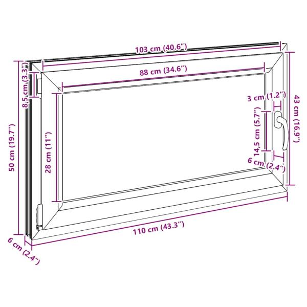 Kellerfenster RISOR 110x50 cm Dreh Kipp DIN Links Weiß