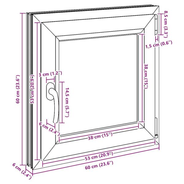 Kellerfenster RISOR 60x60 cm Dreh Kipp DIN Rechts Anthrazit
