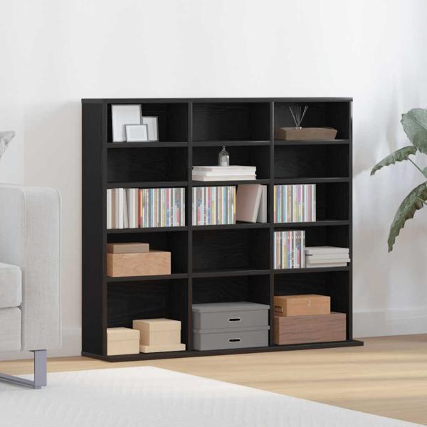 CD-Schrank Schwarz Eichen-Optik 100,5x23x89,5 cm Holzwerkstoff