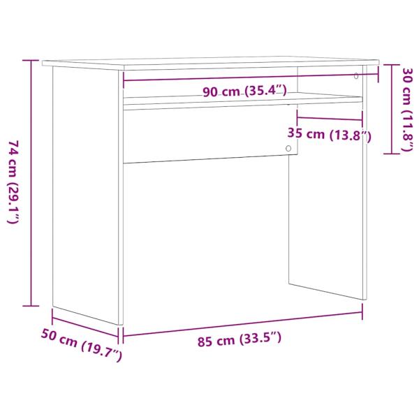 Schreibtisch Schwarz Eichen-Optik 90x50x74 cm Holzwerkstoff