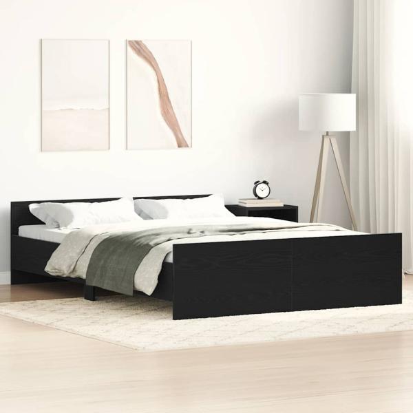 ARDEBO.de - Bettgestell ohne Matratze Schwarz Eichen-Optik 140x190 cm