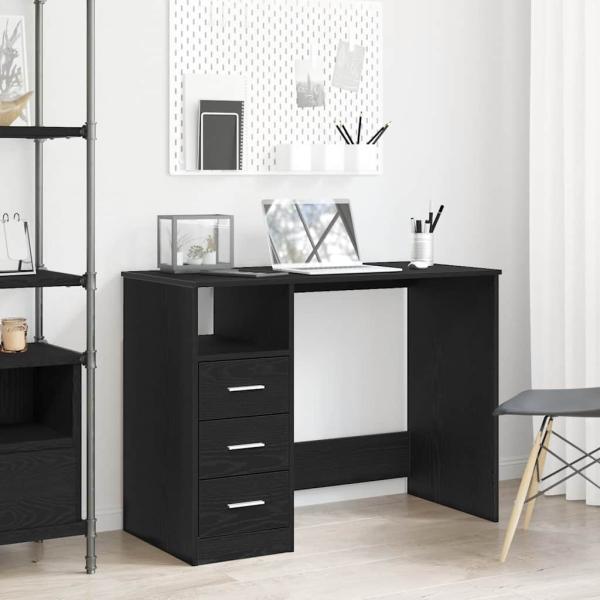 ARDEBO.de - Schreibtisch mit Schubladen Schwarz Eichen-Optik 102x50x76 cm