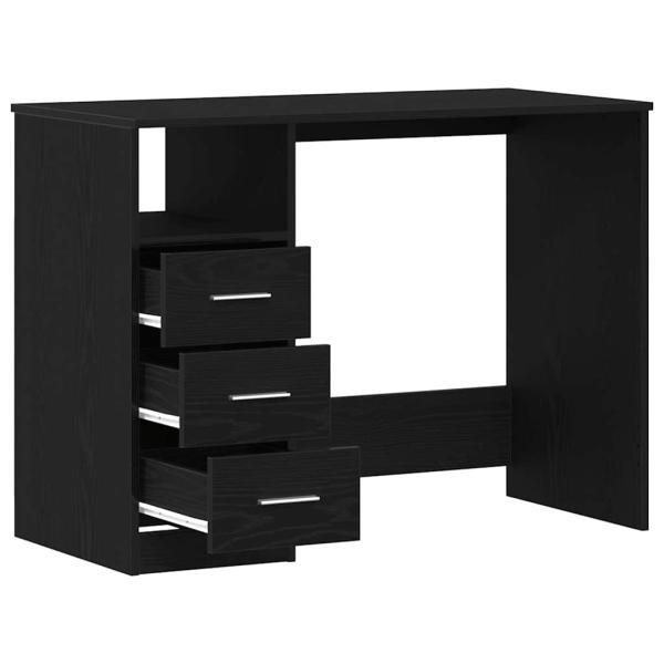 Schreibtisch mit Schubladen Schwarz Eichen-Optik 102x50x76 cm