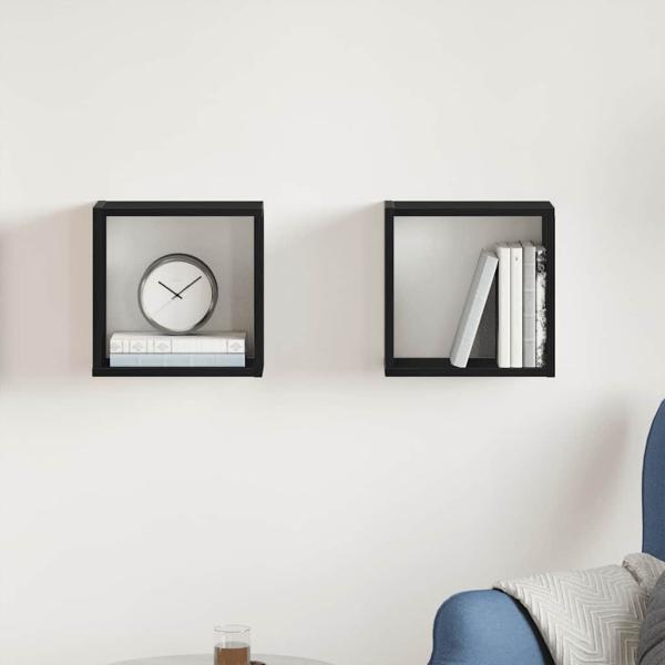 ARDEBO.de - Würfel-Wandregale 2 Stk. Schwarz Eichen-Optik 30x15x30 cm