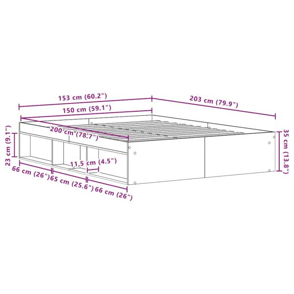 Bettgestell ohne Matratze Braun Eichen-Optik 150x200 cm