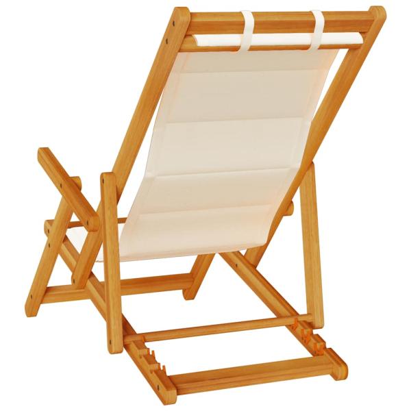 Strandstuhl mit Armlehnen Klappbar Creme Akazienholz Textilene