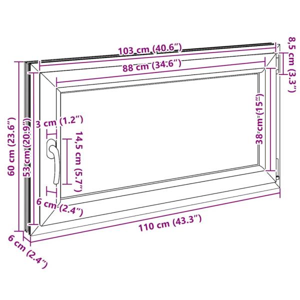 Kellerfenster RISOR 110x60 cm Dreh Kipp DIN Rechts Weiß