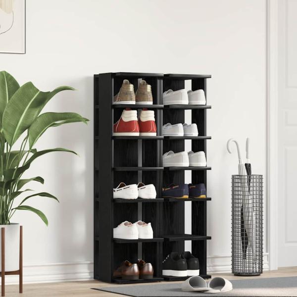 ARDEBO.de - Schuhschränke 2 Stk. Schwarz Eichen-Optik 25x27x102 cm