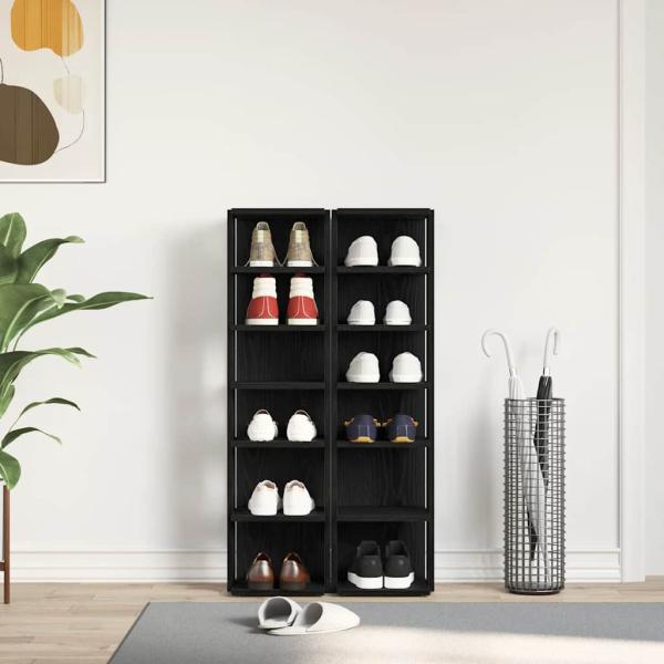 Schuhschränke 2 Stk. Schwarz Eichen-Optik 25x27x102 cm